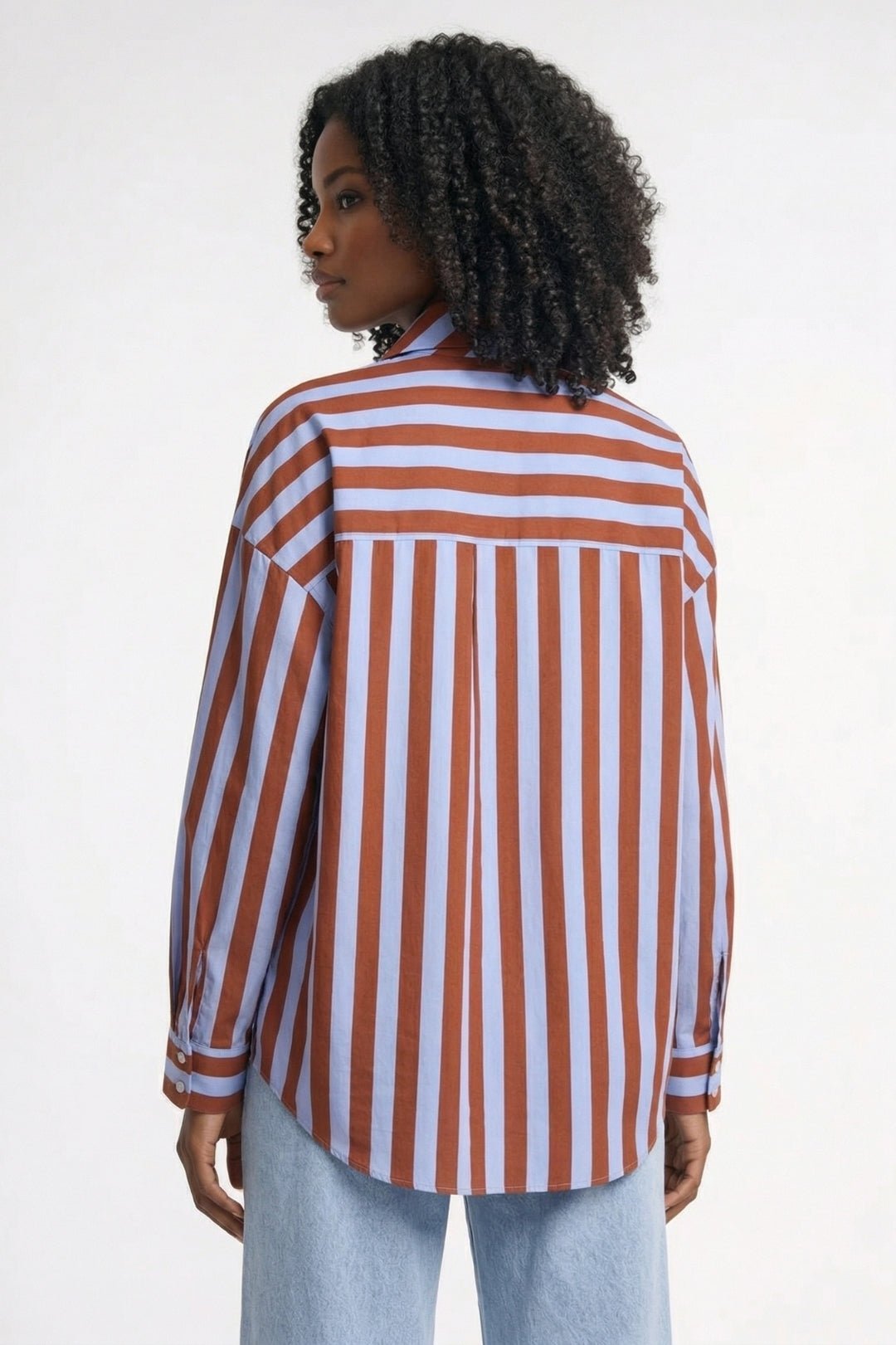 Blouse Women Loose Fit Long Sleeve Bow Neck Striped Design - Evergreen Outfits - Women Blouse