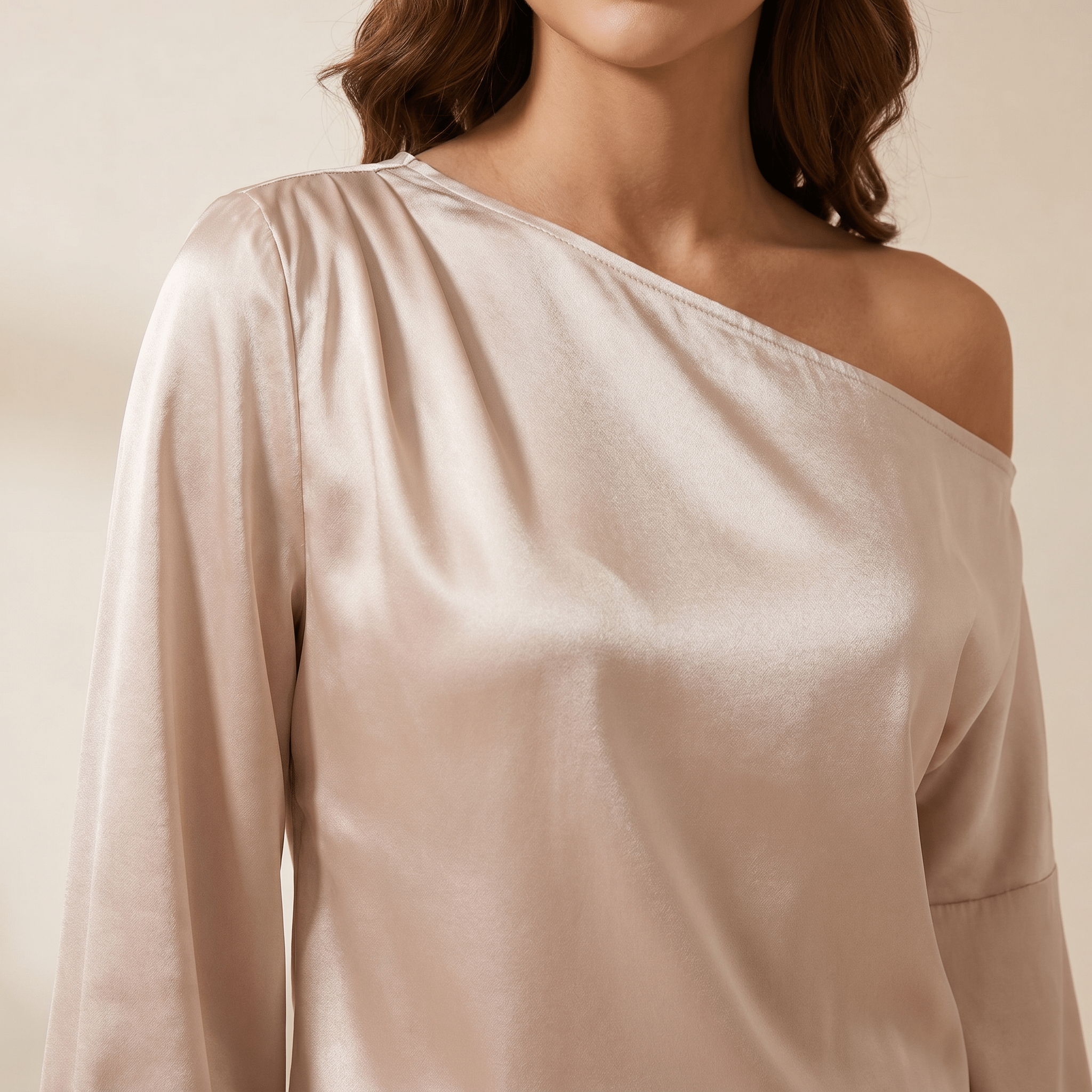 Blouse Women One Shoulder Balloon Sleeve Asymmetrical - Evergreen Outfits - Women Blouse