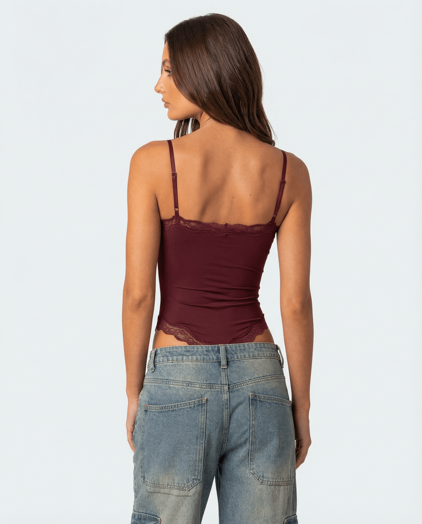 Bodysuit Women Lace Trim Adjustable Strap High Cut Fit - Evergreen Outfits - Women Bodysuit