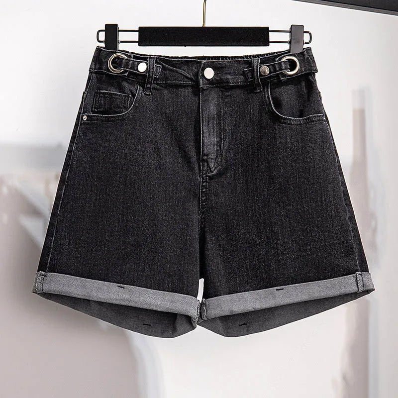 Denim Shorts Women High Waisted Relaxed Straight Leg Fit - Evergreen Outfits- Women Shorts