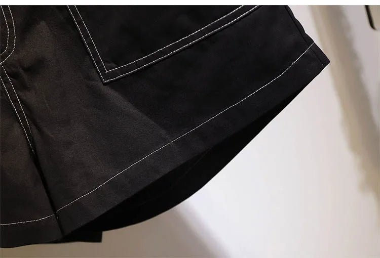 Denim Shorts Women Plus Size Elastic Waist Wide Leg Fit - Evergreen Outfits- Women Shorts