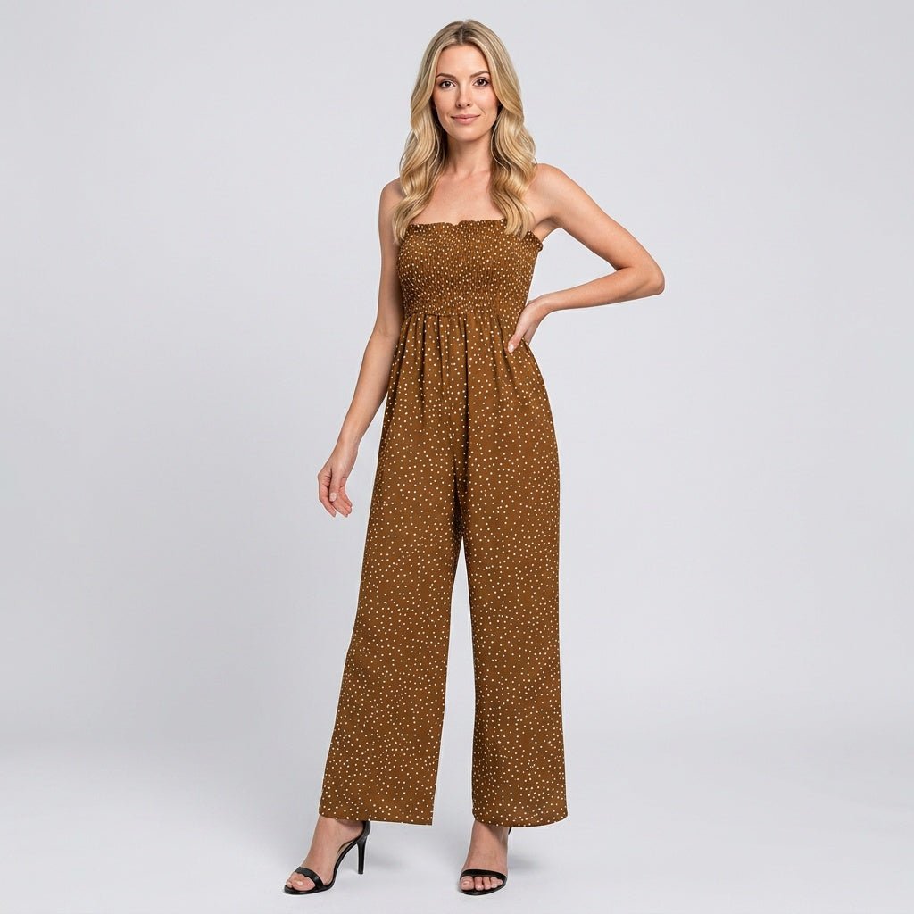 Jumpsuit Women Strapless Glitter Wide Leg Formal Style - Evergreen Outfits - Women Jumpsuit