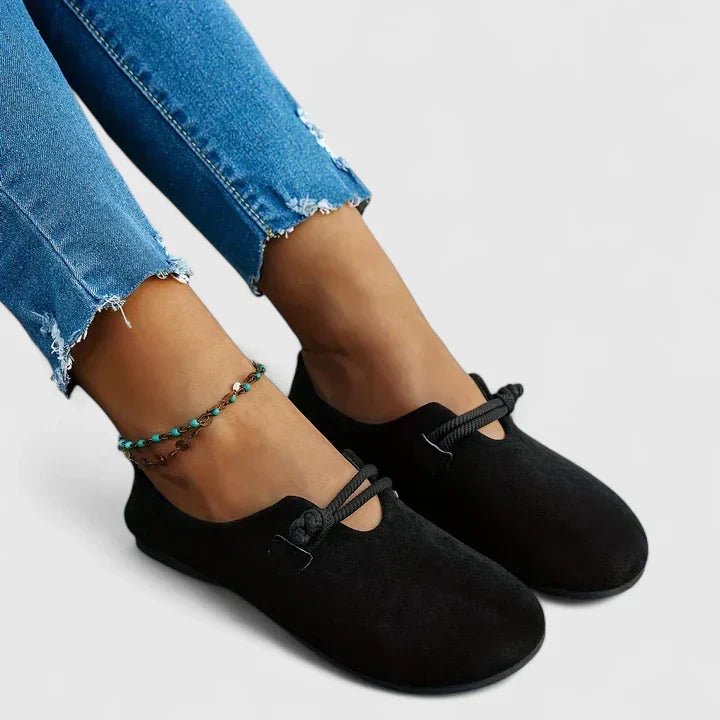 Loafers Women Closed Toe Slip-On Flat Sole Tie Detail - Evergreen Outfits- Women Loafers
