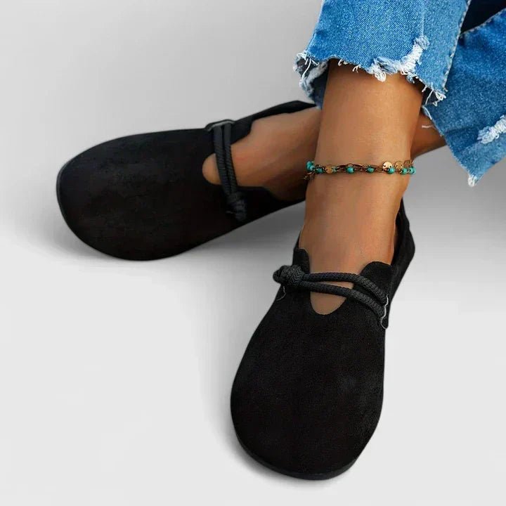 Loafers Women Closed Toe Slip-On Flat Sole Tie Detail - Evergreen Outfits- Women Loafers