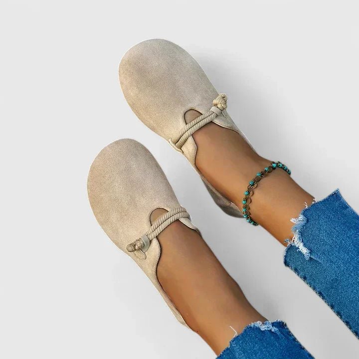 Loafers Women Closed Toe Slip-On Flat Sole Tie Detail - Evergreen Outfits- Women Loafers