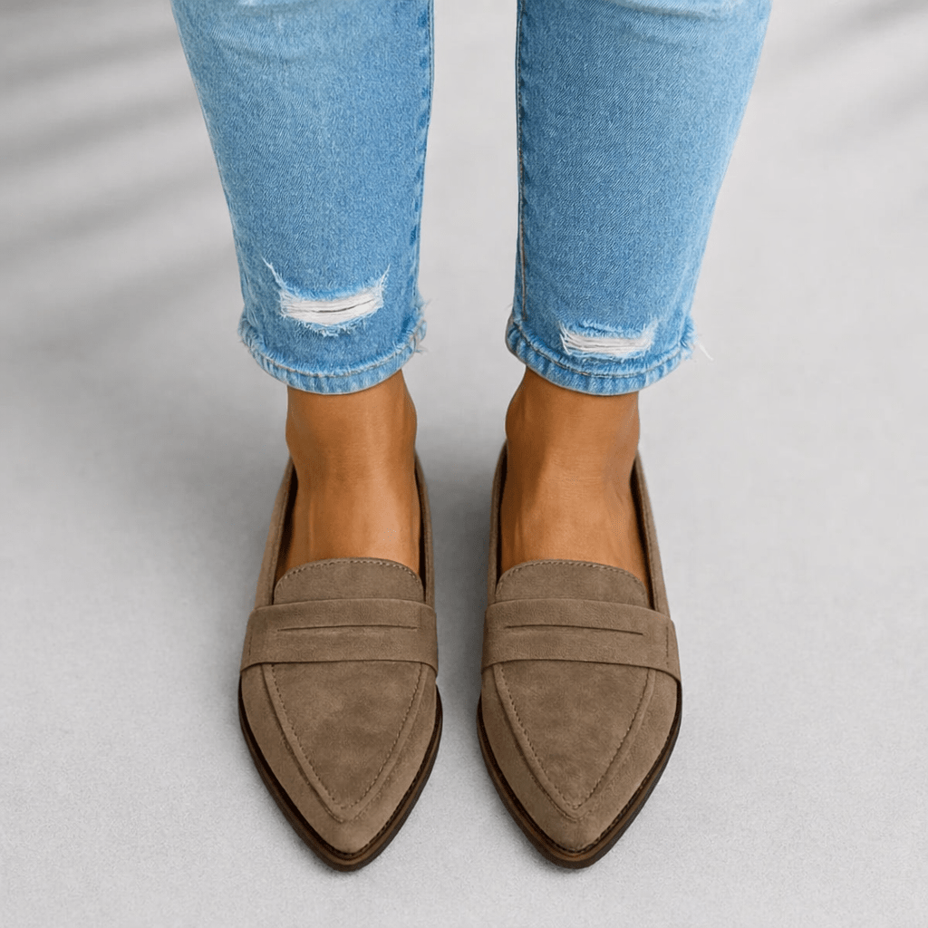 Loafers Women Pointed Toe Slip-On Penny Detail Classic - Evergreen Outfits- Women Loafers