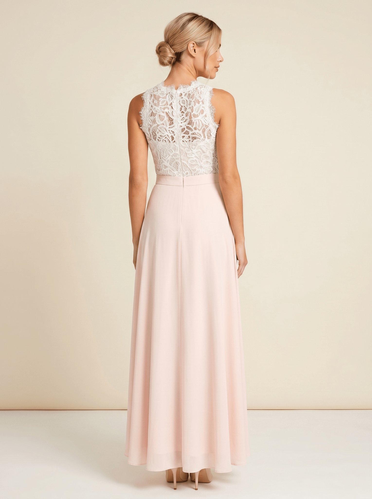 Maxi Dress Women Lace Bodice Sleeveless Fitted Waist - Evergreen Outfits- Women Maxi Dress