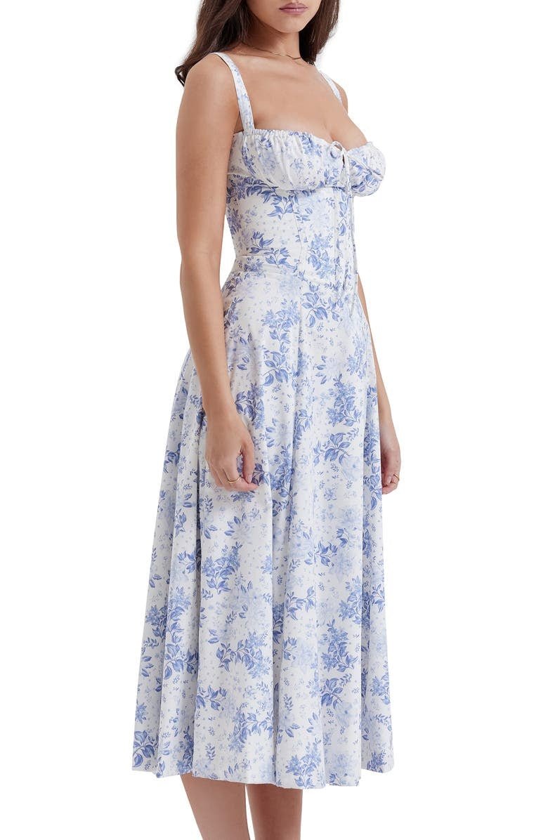 Midi Dress Women Floral Print Sweetheart Neck Waist Tie - Evergreen Outfits- Women Midi Dress