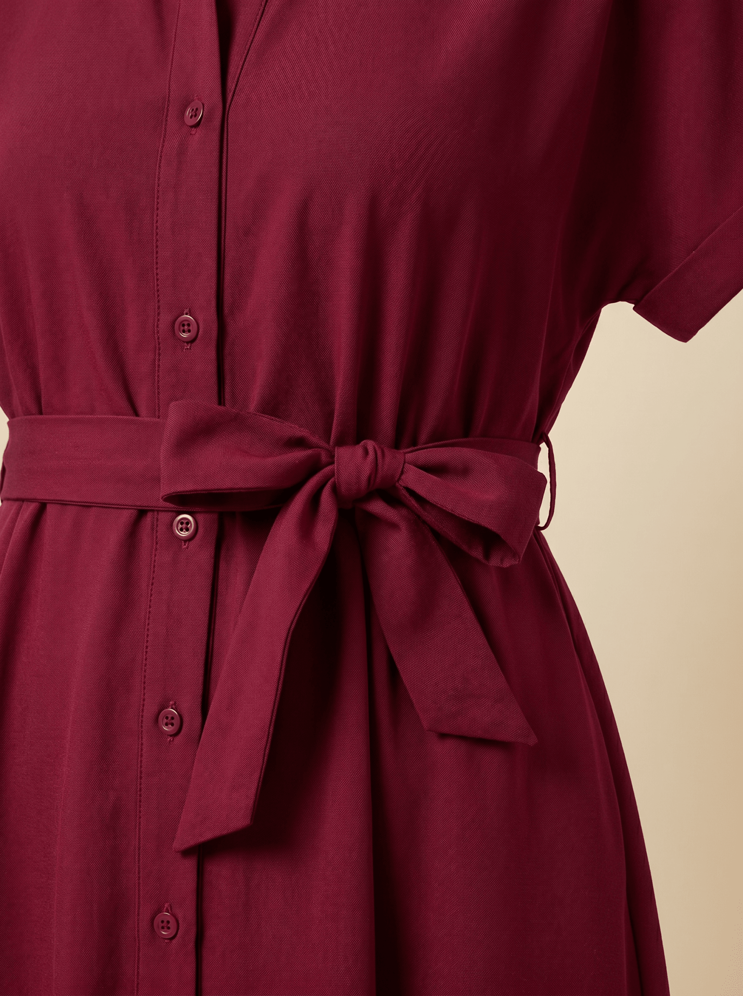 Midi Dress Women Shirt Style Tie Belt Short Sleeve Fit - Evergreen Outfits- Women Midi Dress
