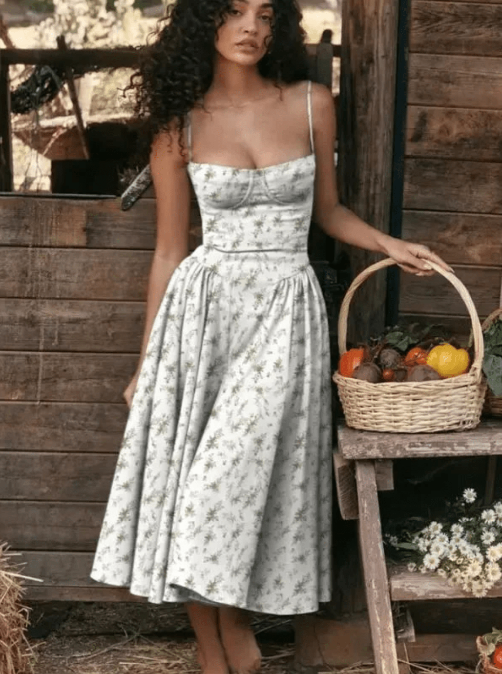Midi Dress Women V-Neck Relaxed Fit Flowy Silhouette - Evergreen Outfits- Women Midi Dress