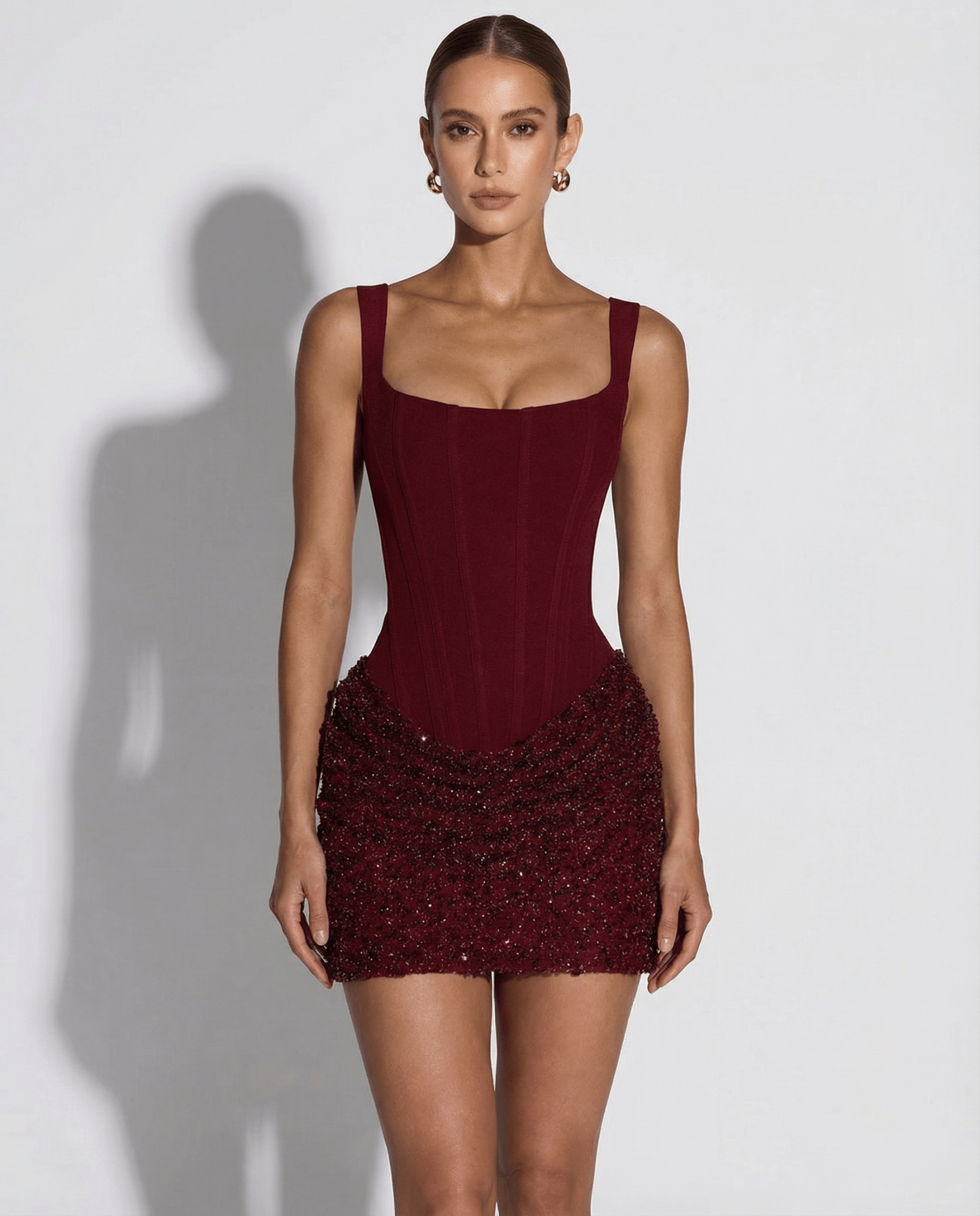 Mini Dress Women Corset Bodice Lace Up Closure Detail - Evergreen Outfits - Women Mini Dress