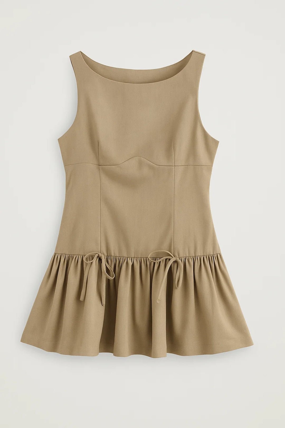Mini Dress Women Sleeveless Straight Fit Ruffle Hem Design - Evergreen Outfits- Women Mini Dress