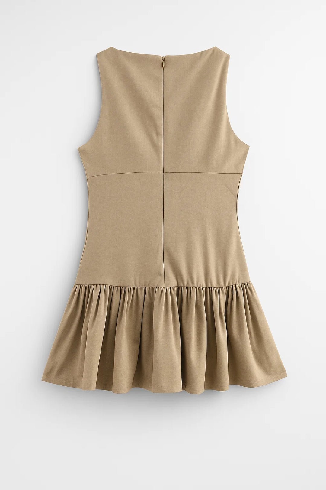 Mini Dress Women Sleeveless Straight Fit Ruffle Hem Design - Evergreen Outfits- Women Mini Dress