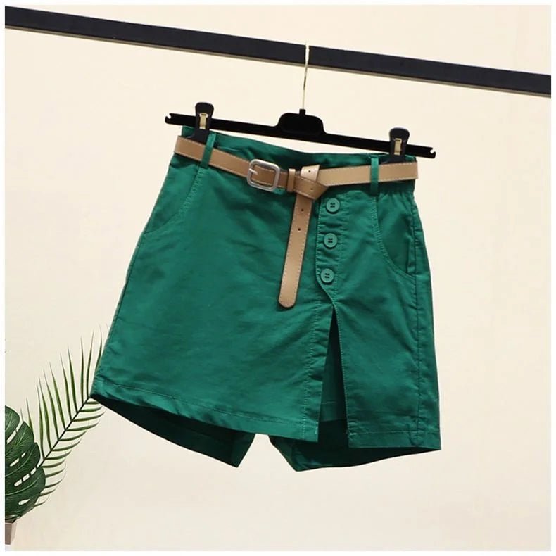 Shorts Women Plus Size A-Line Elastic Waist Loose Fit - Evergreen Outfits- Women Shorts