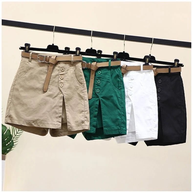 Shorts Women Plus Size A-Line Elastic Waist Loose Fit - Evergreen Outfits- Women Shorts
