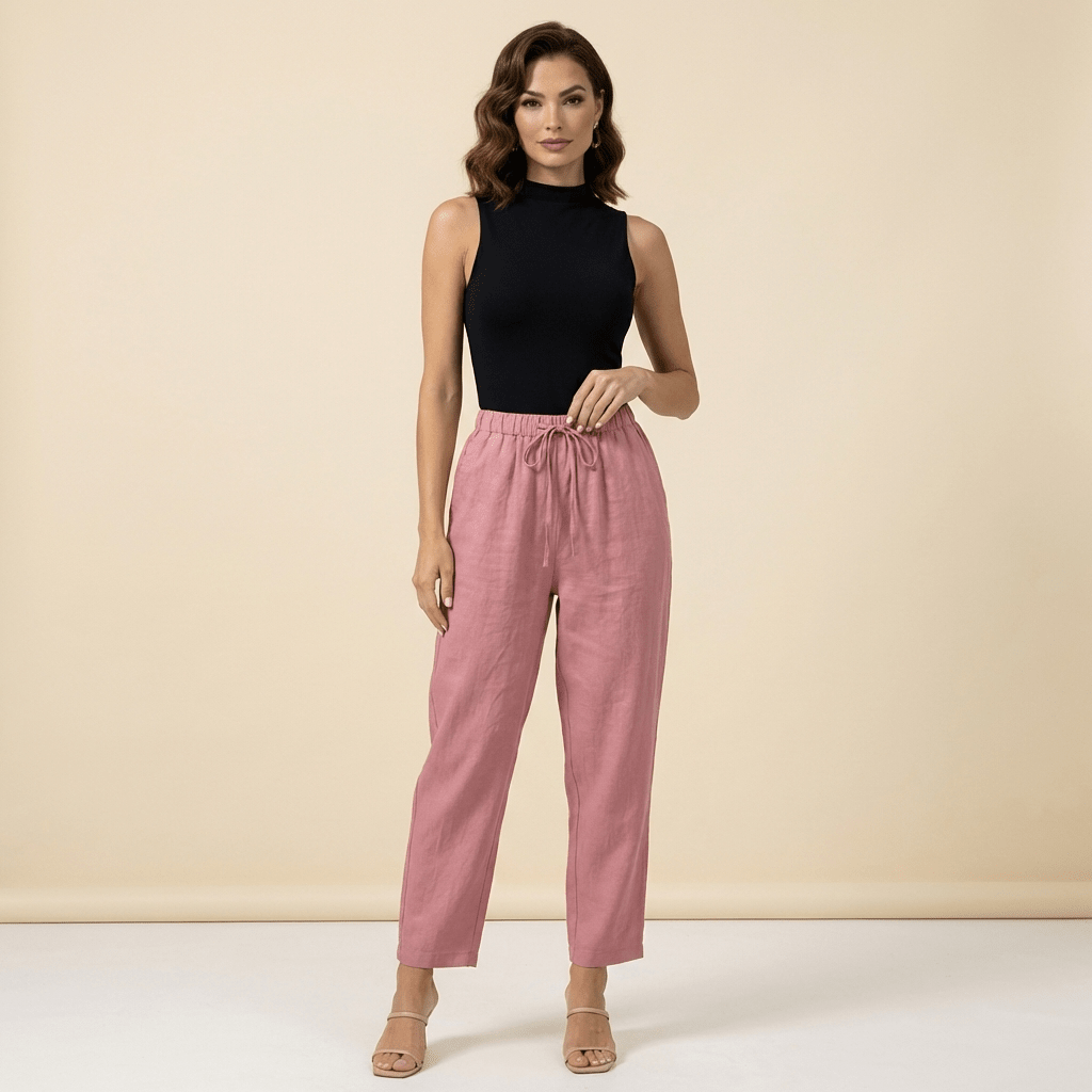 Trousers Women Wide Leg Drawstring Ankle Length Fit - Evergreen Outfits - Women Pants