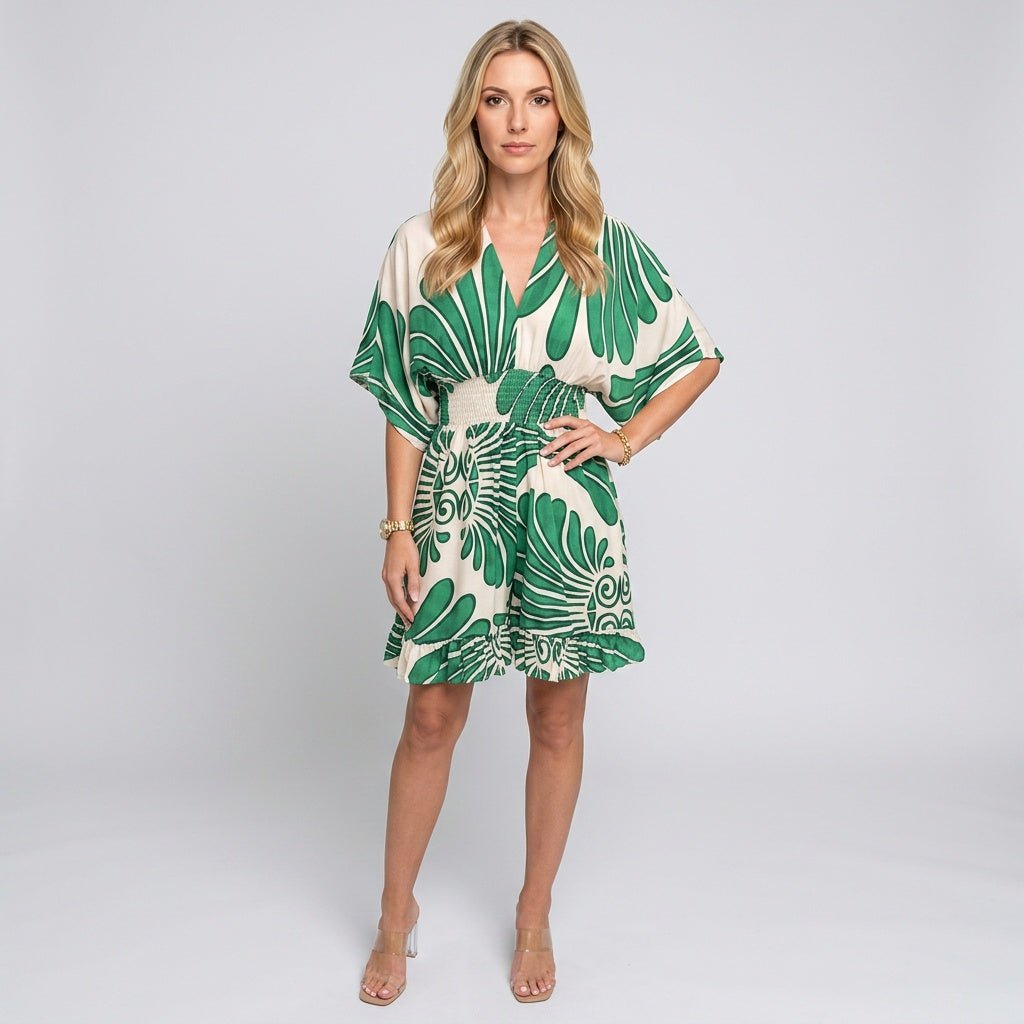 Tunic Dress Women Printed Loose Fit Pullover Design - Evergreen Outfits - Women Mini Dress
