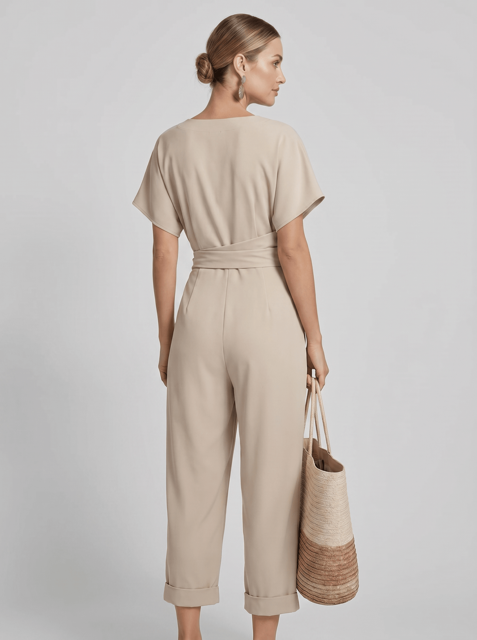 Two Piece Set Women Long Sleeve Top Wide Leg Trousers - Evergreen Outfits - Women Set