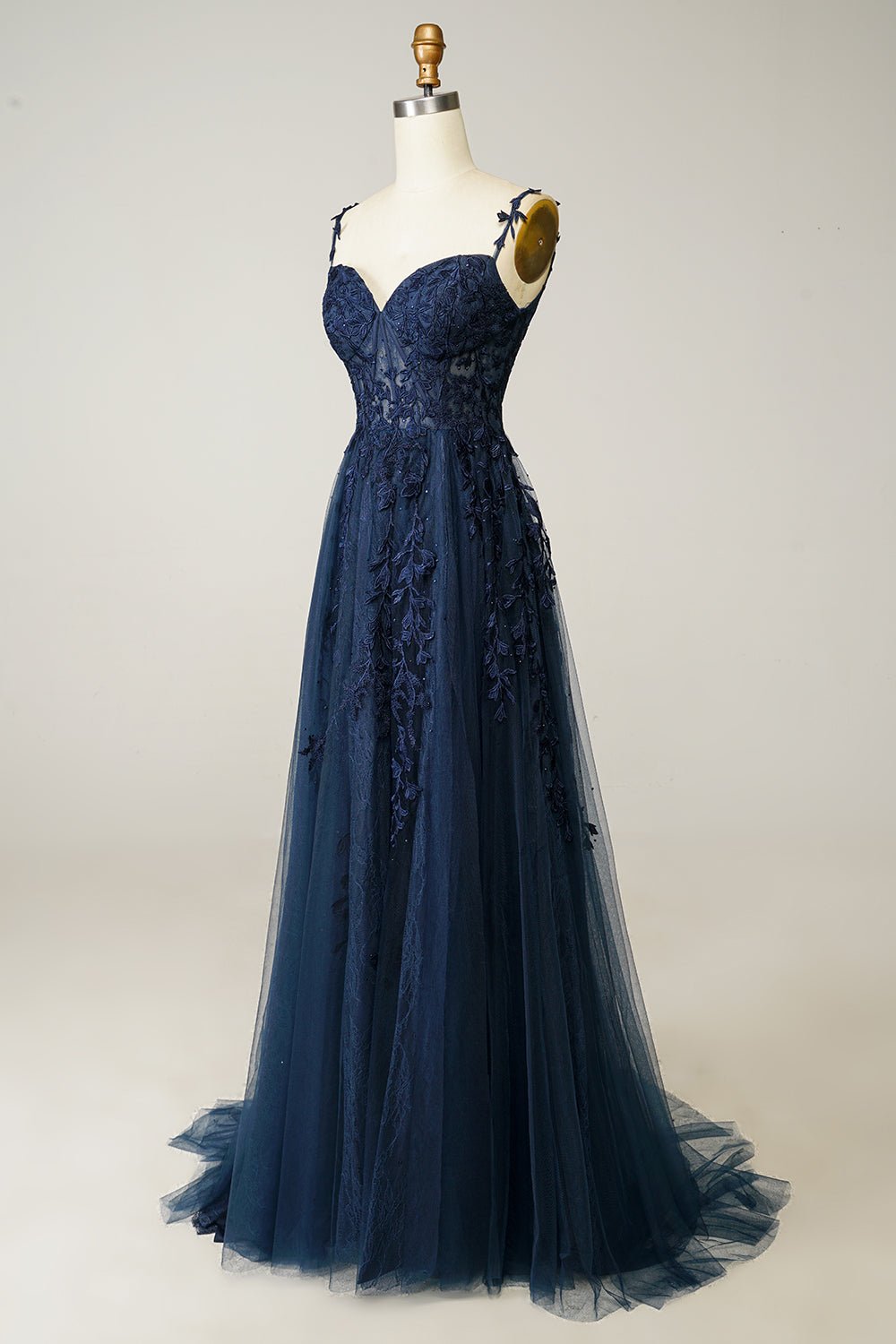 Women Ball Gown A-Line Spaghetti Strap Applique Detail - Evergreen Outfits- Women Gown