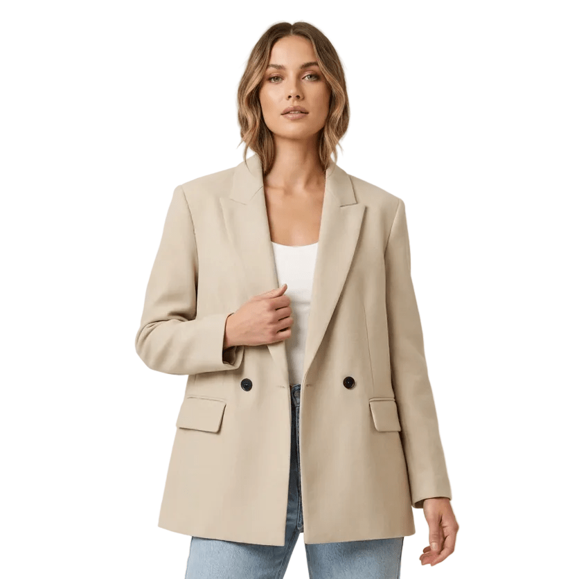 Women Blazer Slim Fit Double Breasted Button Closure - Evergreen Outfits - Women Blazer