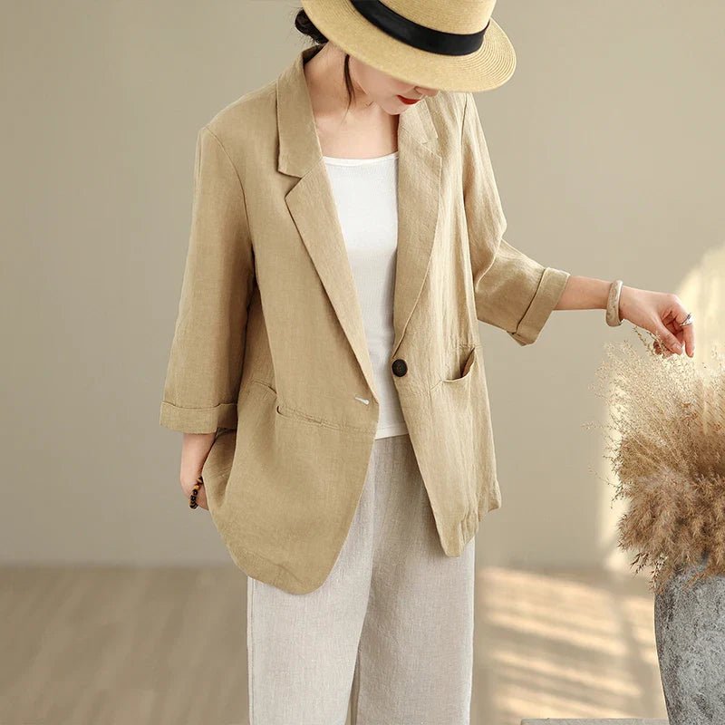 Women Blazer Three Quarter Sleeve Length Design - Evergreen Outfits - Women Blazer
