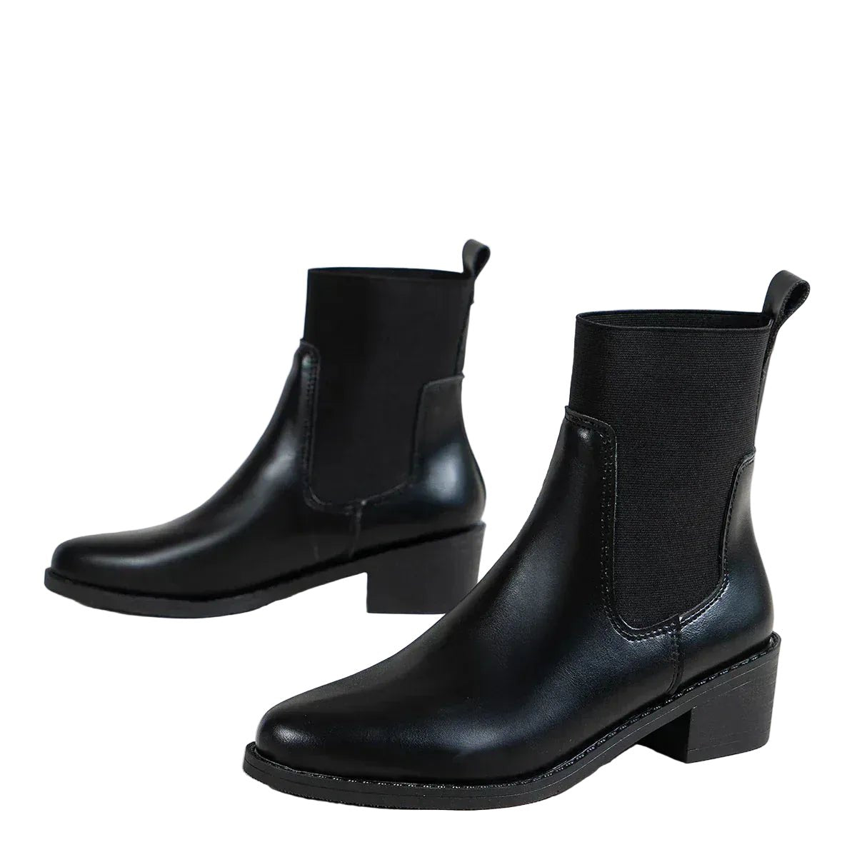 Women Boots Chelsea Design Pointed Toe Block Heel Pull On - Evergreen Outfits - Women Boots