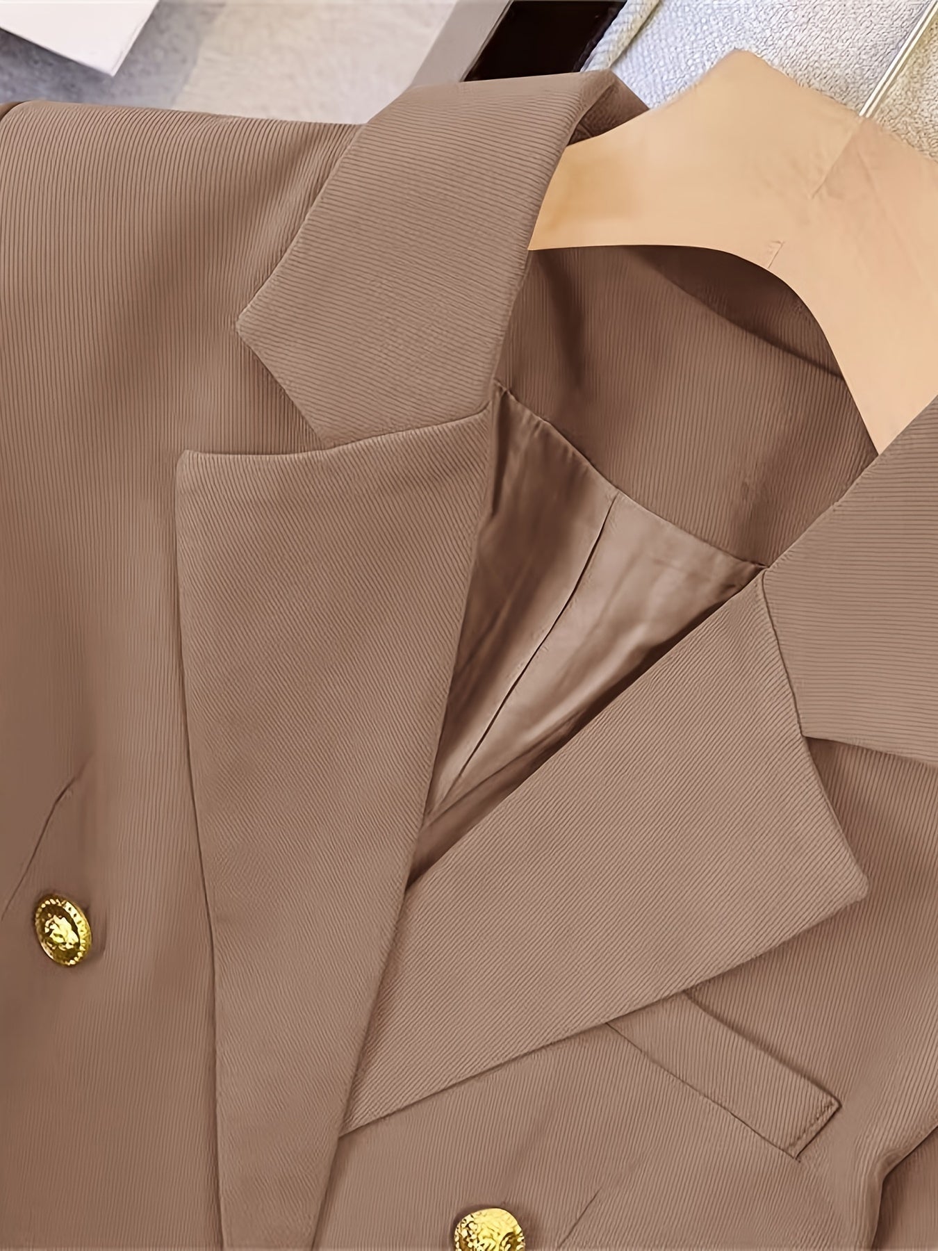 Women Coat Jacket Double Breasted Button Front Closure - Evergreen Outfits - Women Blazer