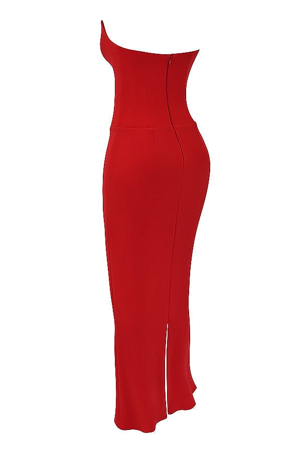 Women Corset Dress Strapless Structured Fitted Bodice - Evergreen Outfits - Women Maxi Dress