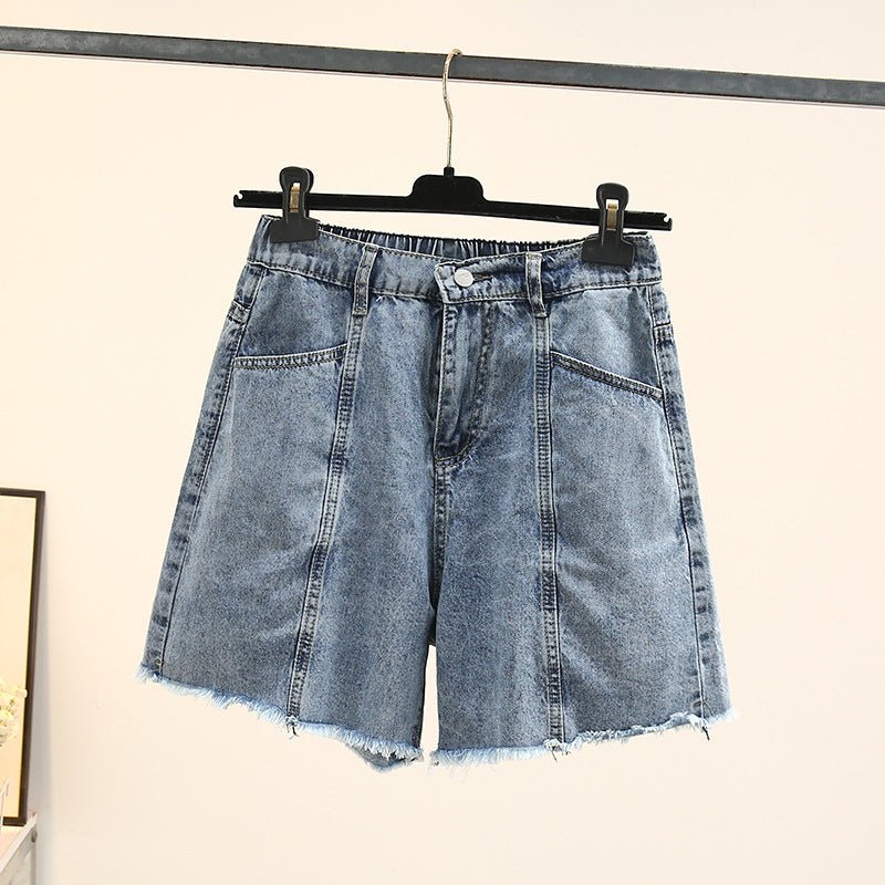 Women Denim Shorts Plus Size Straight Leg Relaxed Fit - Evergreen Outfits - Women Shorts