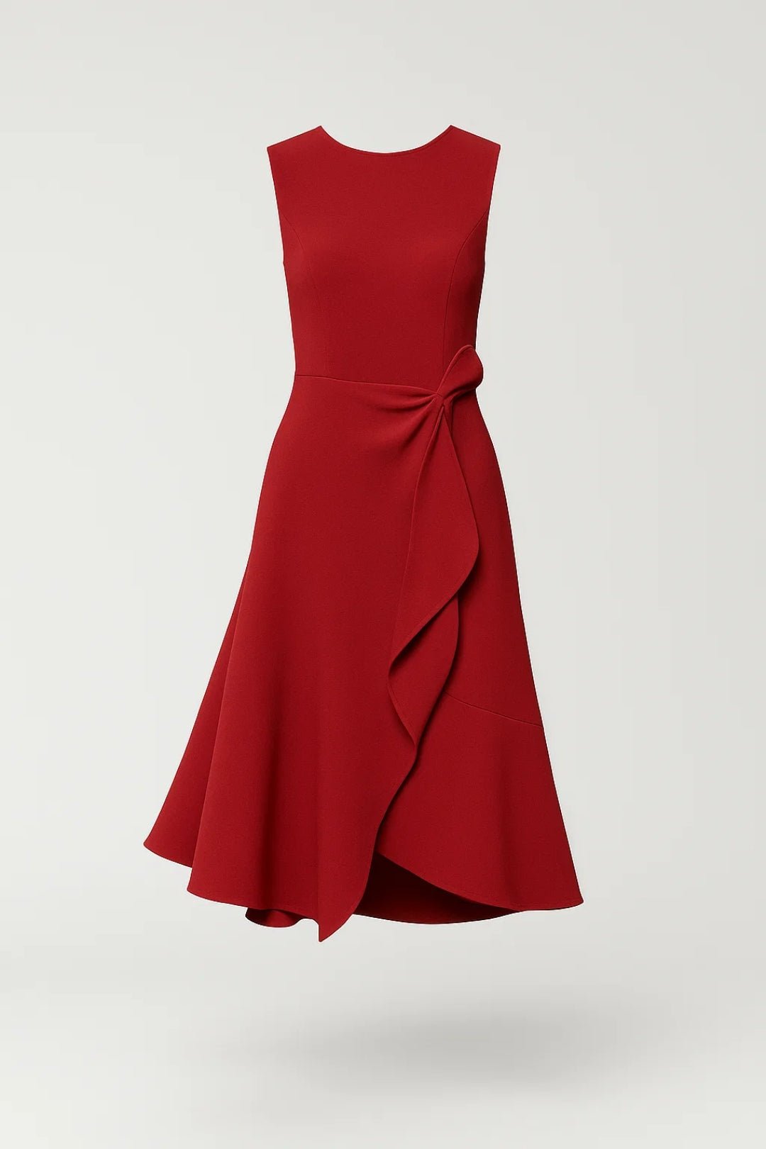 Women Dress Asymmetrical Sleeveless Midi Waist Detail - Evergreen Outfits - Women Midi Dress