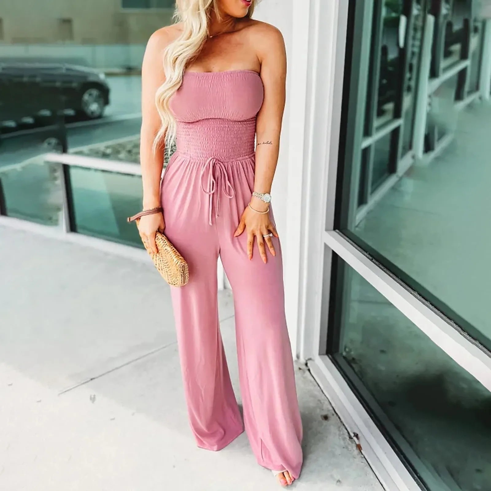 Women Jumpsuit Loose Fit With Functional Pockets Detail - Evergreen Outfits - Women Jumpsuit