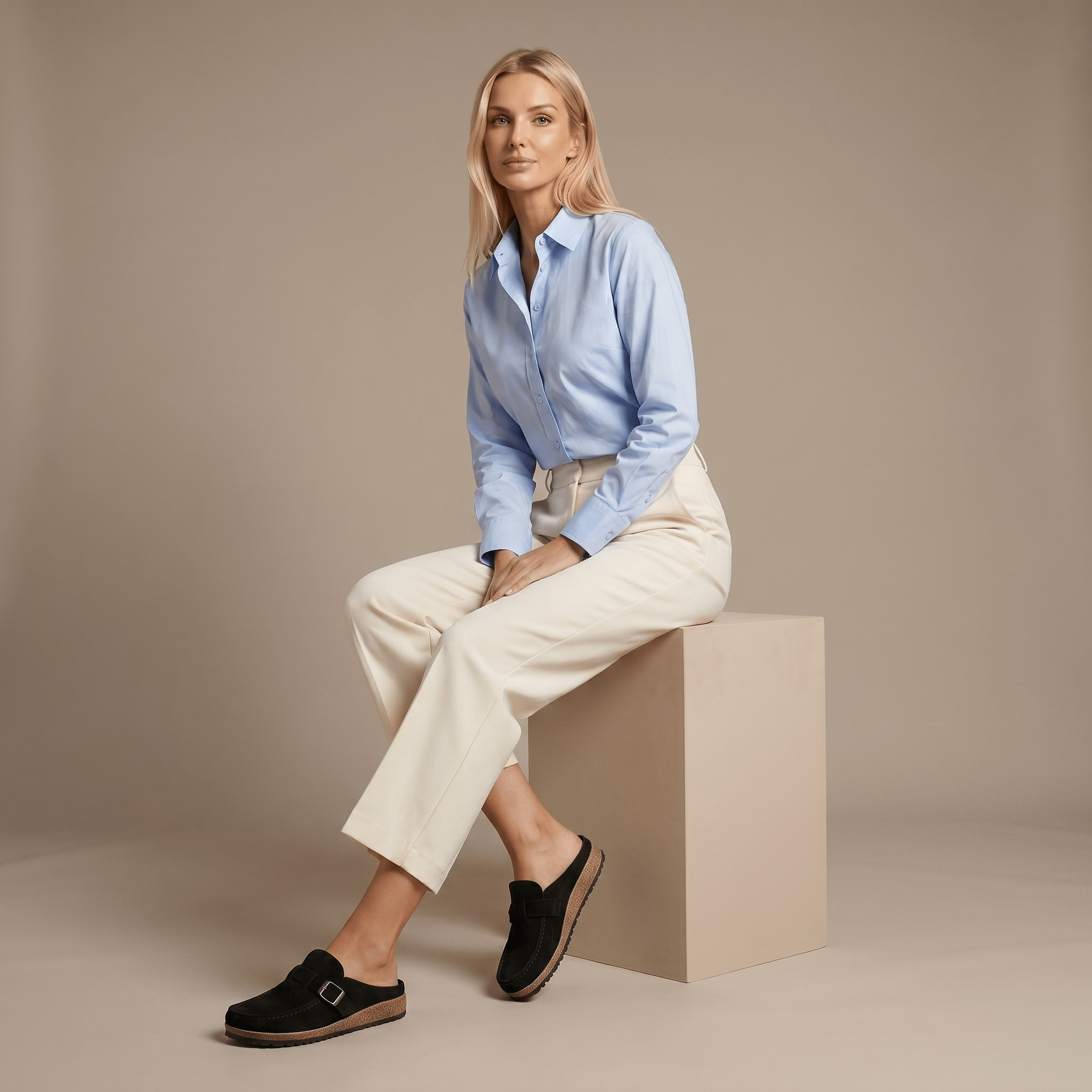 Women Loafers Slip On Closure Buckle Detail Design - Evergreen Outfits - Women Loafers