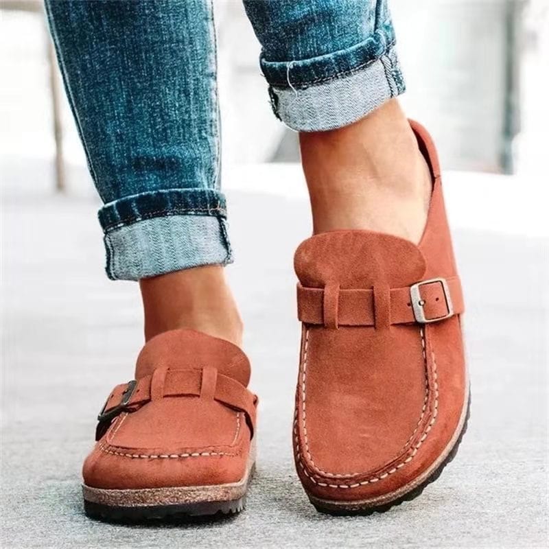 Women Loafers Slip On Closure Buckle Detail Design - Evergreen Outfits - Women Loafers