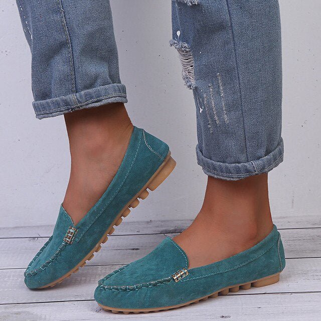 Women Loafers Slip On Closure Flat Sole Construction - Evergreen Outfits - Women Loafers