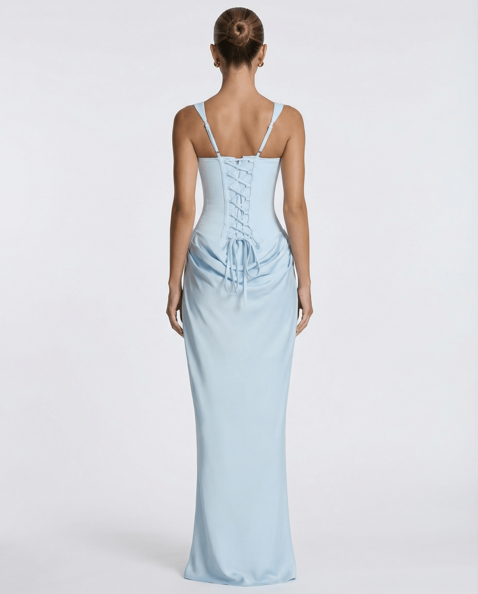Women Maxi Dress Corset Draped Hip Sleeveless Design - Evergreen Outfits - Women Maxi Dress