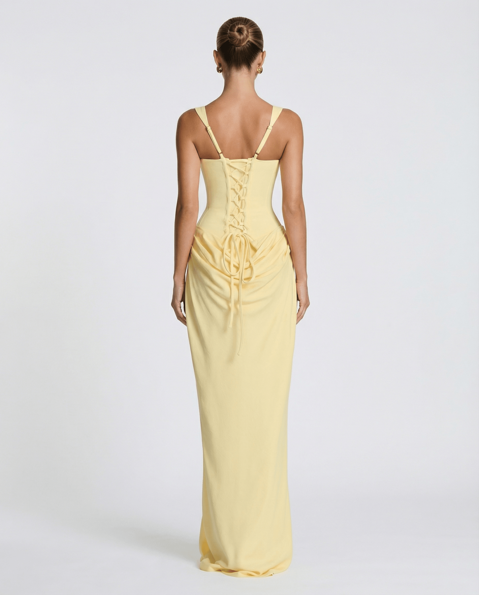 Women Maxi Dress Corset Draped Hip Sleeveless Design - Evergreen Outfits - Women Maxi Dress
