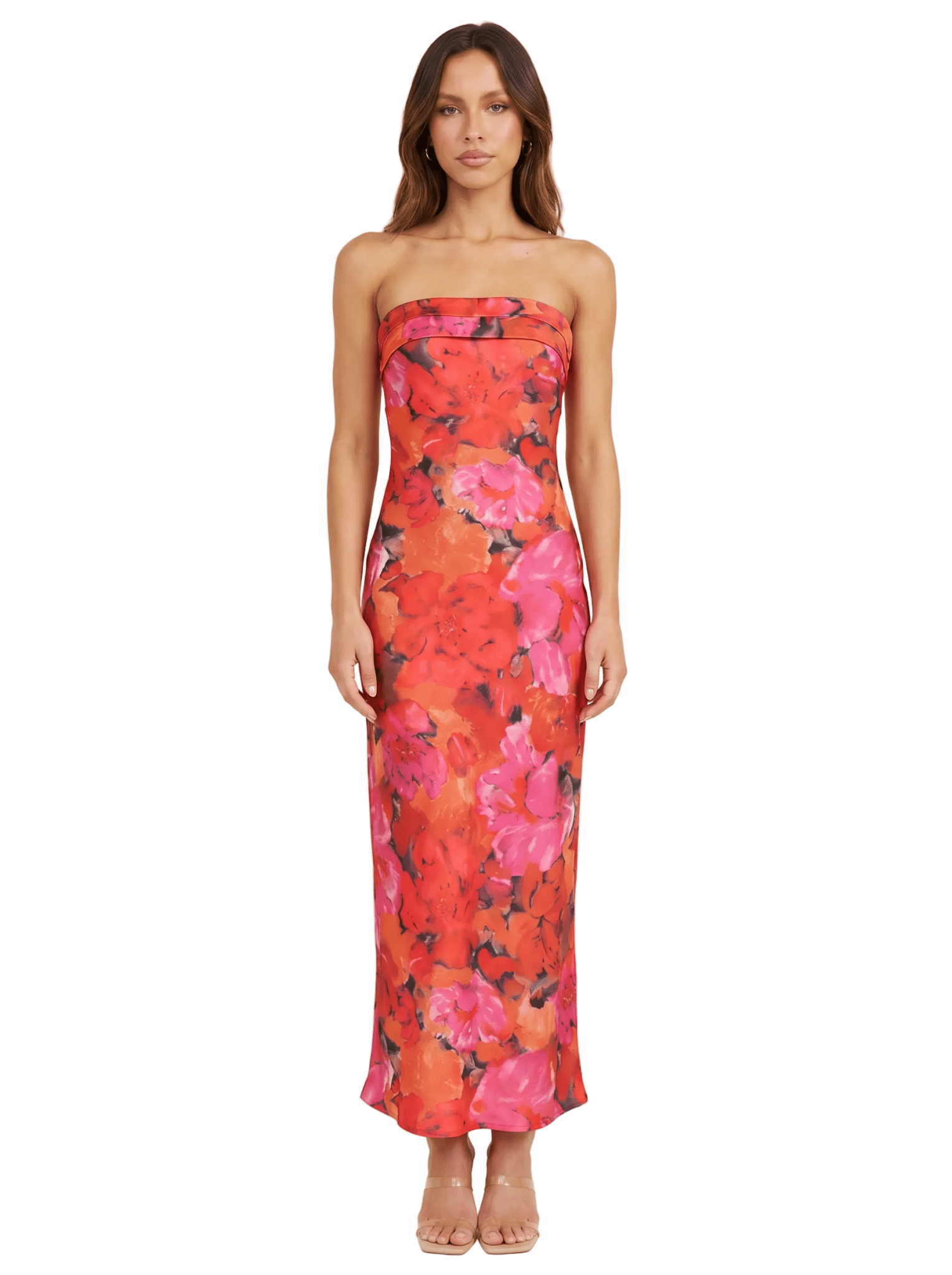 Women Maxi Dress Floral Bandeau Sleeveless Printed Style - Evergreen Outfits - Women Maxi Dress