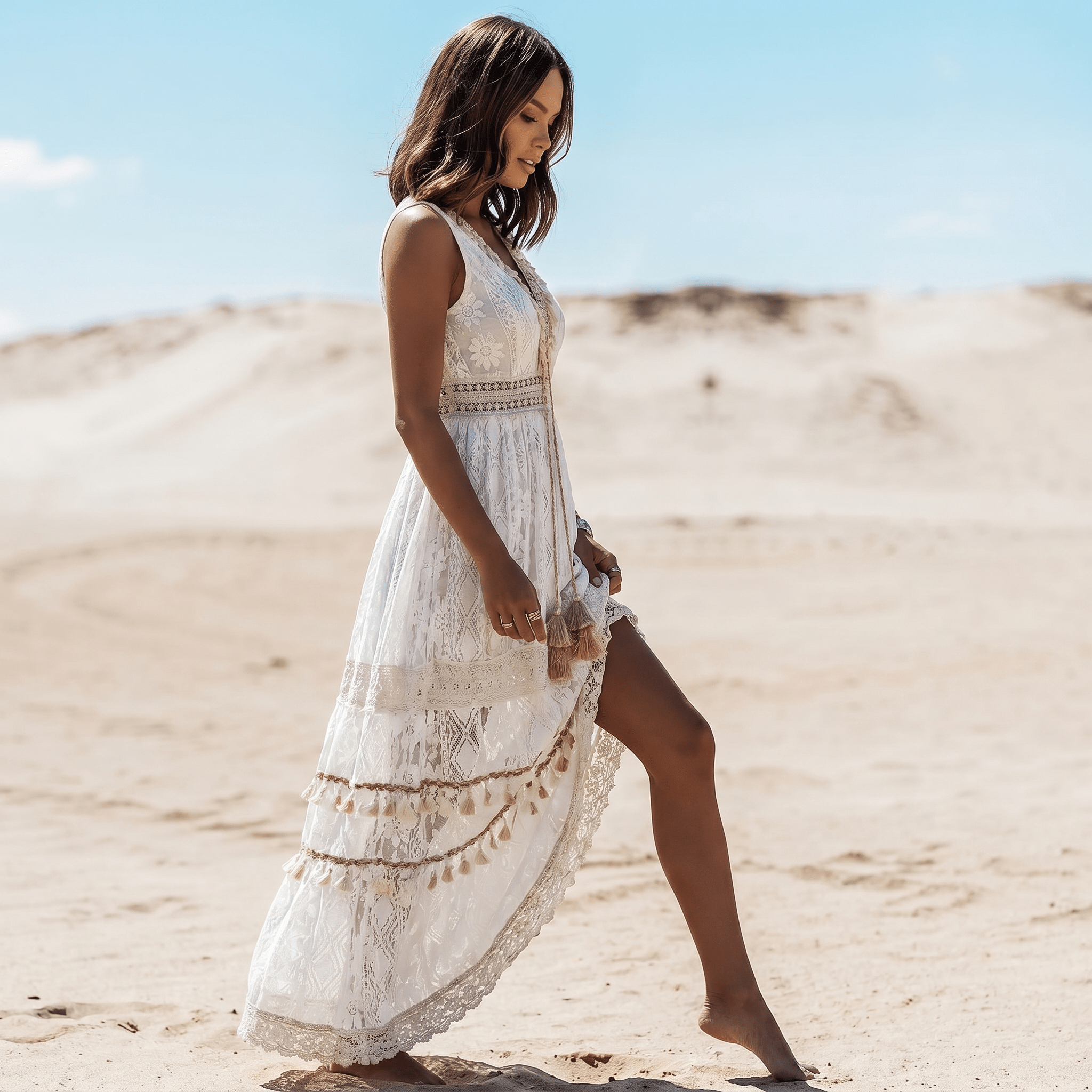 Women Maxi Dress Relaxed Fit Boho Style Design - Evergreen Outfits - Women Maxi Dress