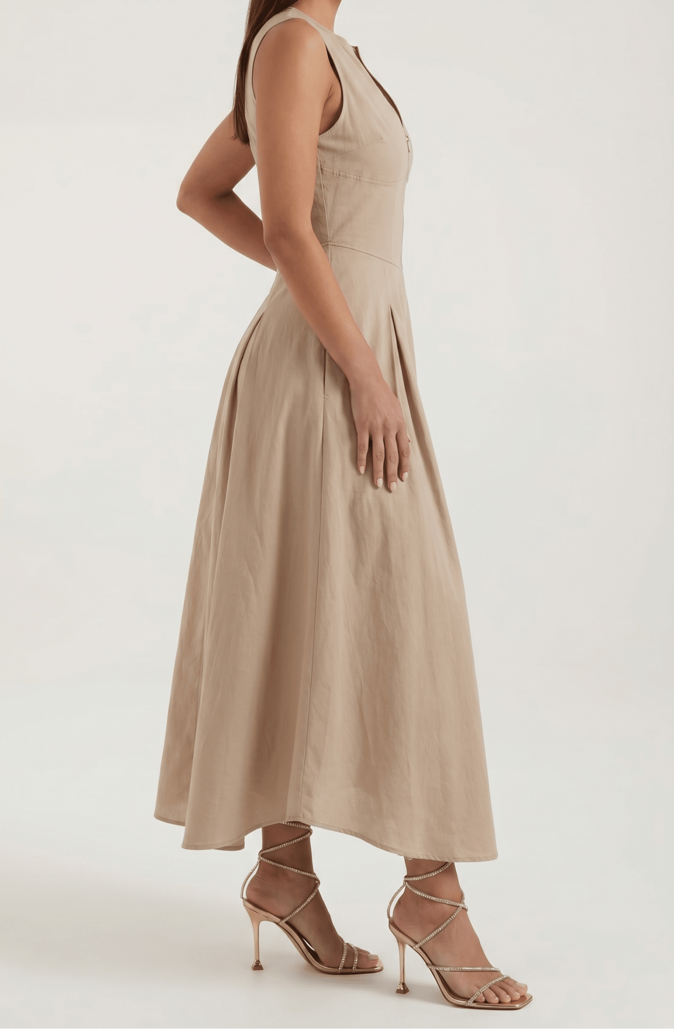 Women Midi Dress A - Line Fit Cutout Design Midi Length - Evergreen Outfits - Women Midi Dress