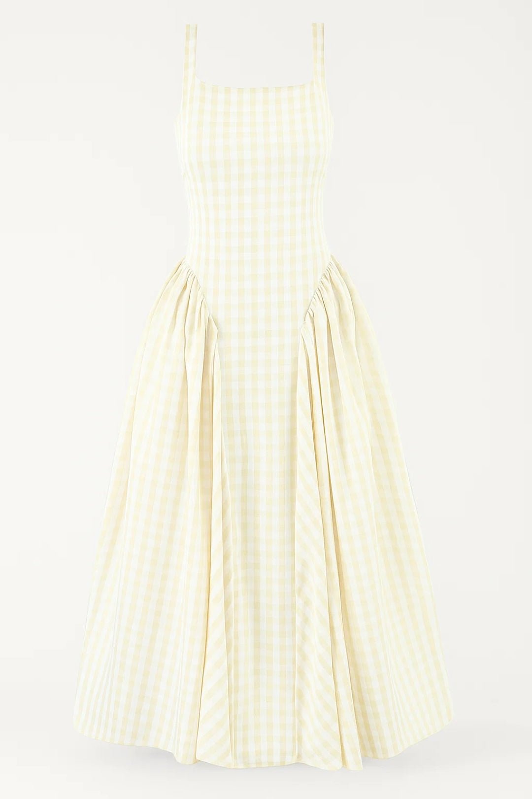 Women Midi Dress Checked Fitted Top Flared Skirt Design - Evergreen Outfits- Women Midi Dress