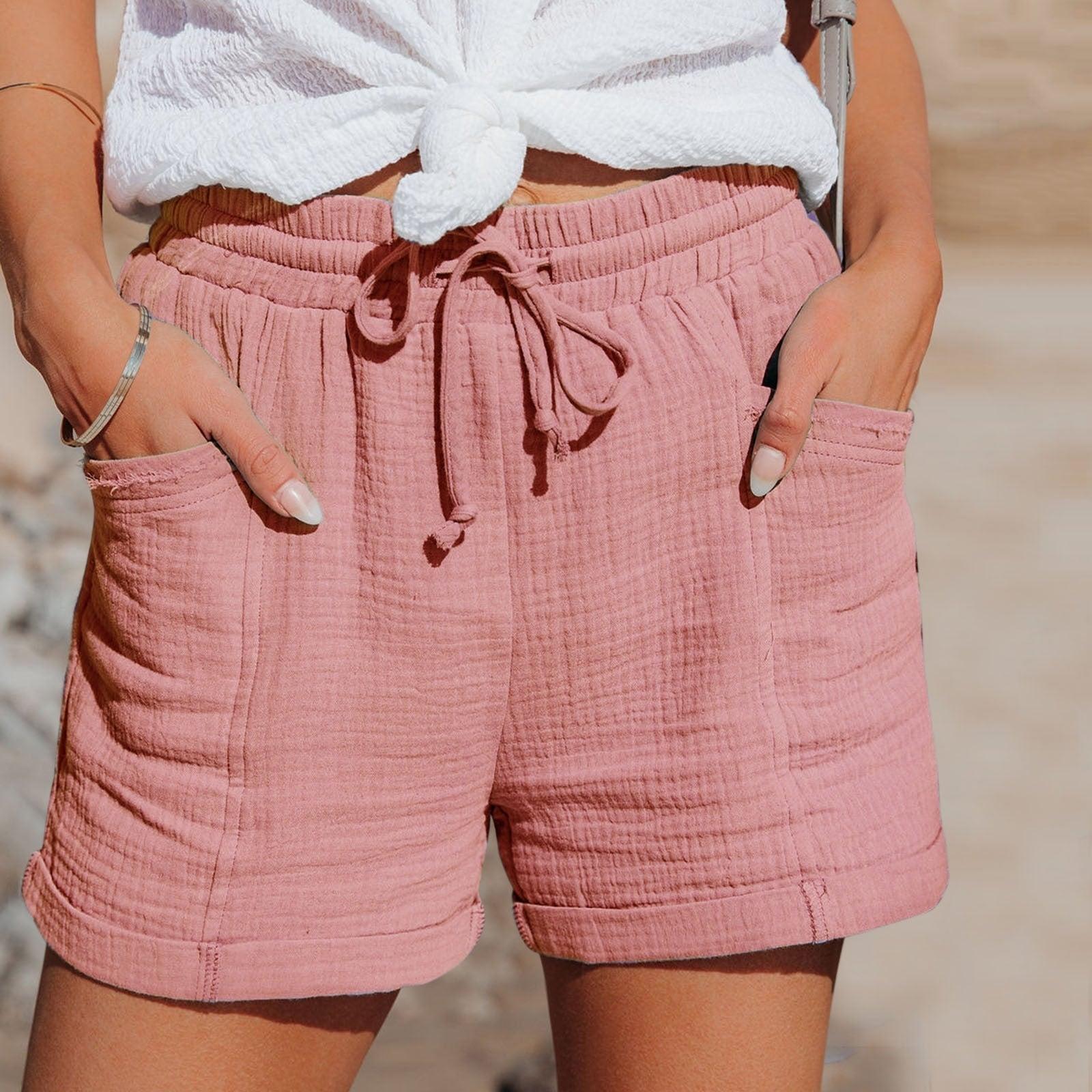 Women Shorts Drawstring Waist Breathable Relaxed Fit - Evergreen Outfits - Women Shorts