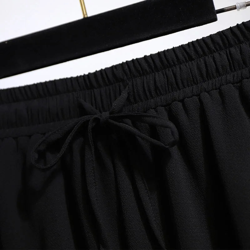 Women Shorts Plus Size Flowy Wide Leg Elastic Waist - Evergreen Outfits - Women Shorts