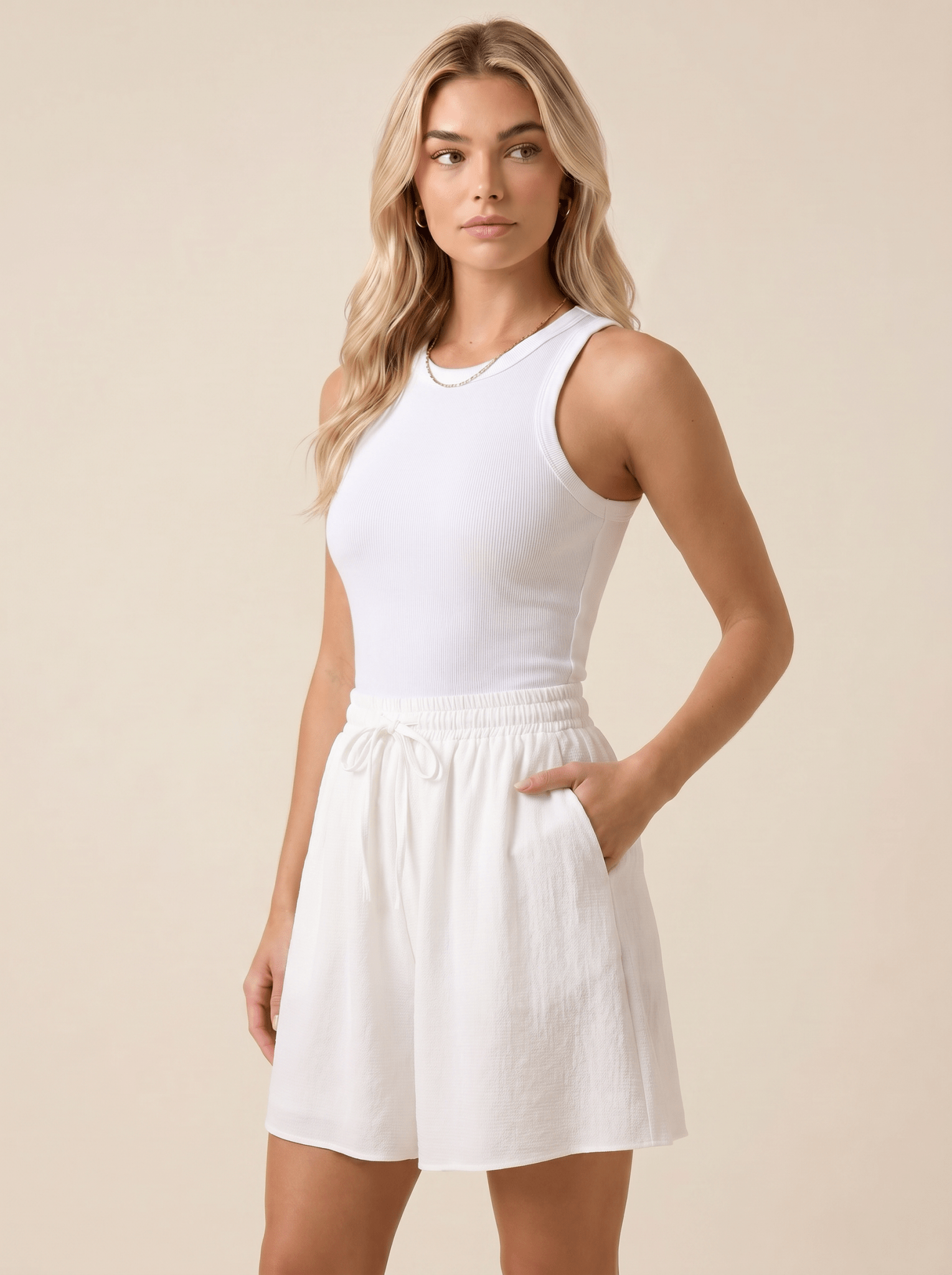Women Shorts Plus Size Flowy Wide Leg Elastic Waist - Evergreen Outfits - Women Shorts