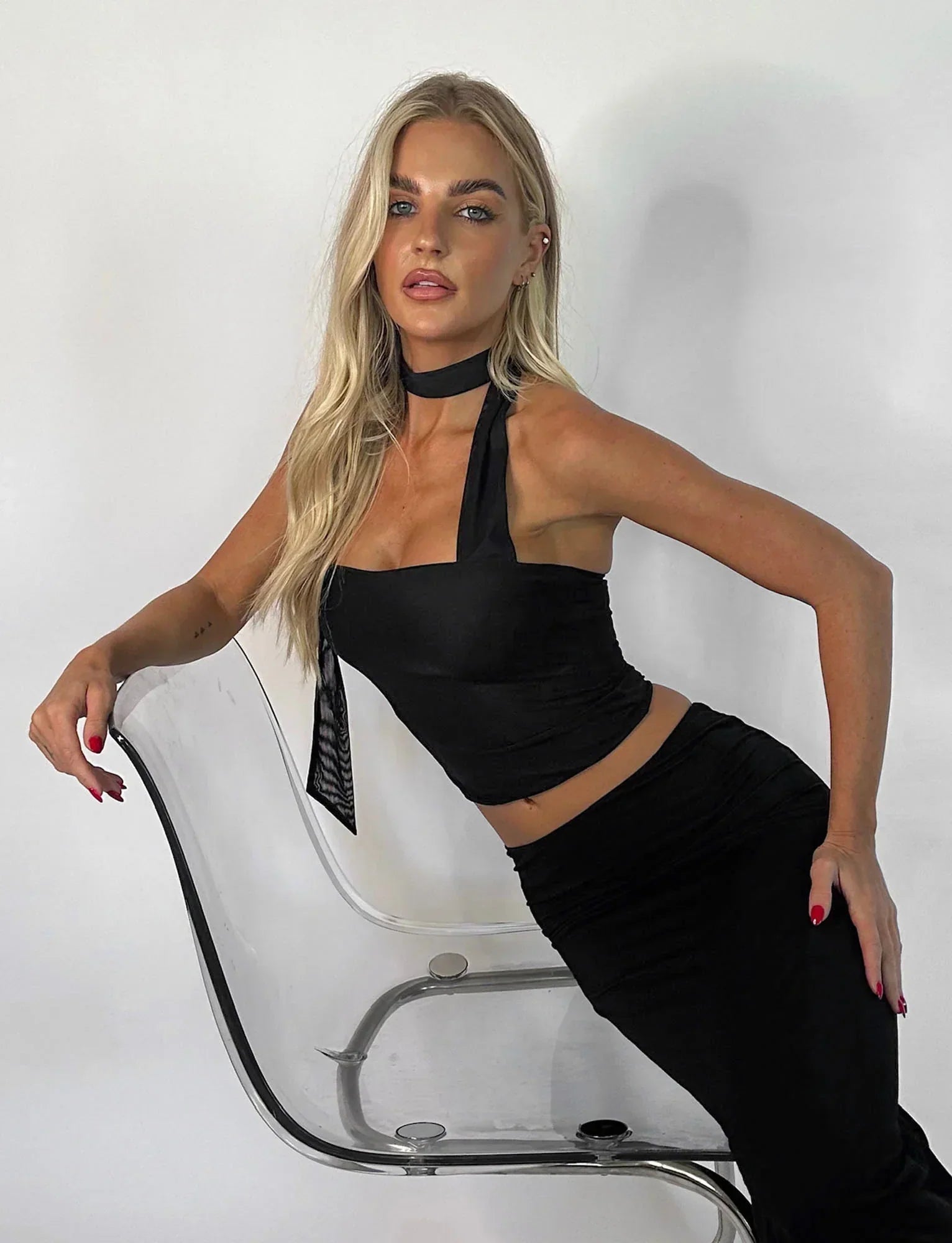 Women Sleeveless Top Asymmetrical Neckband Detail Design - Evergreen Outfits - Women Top