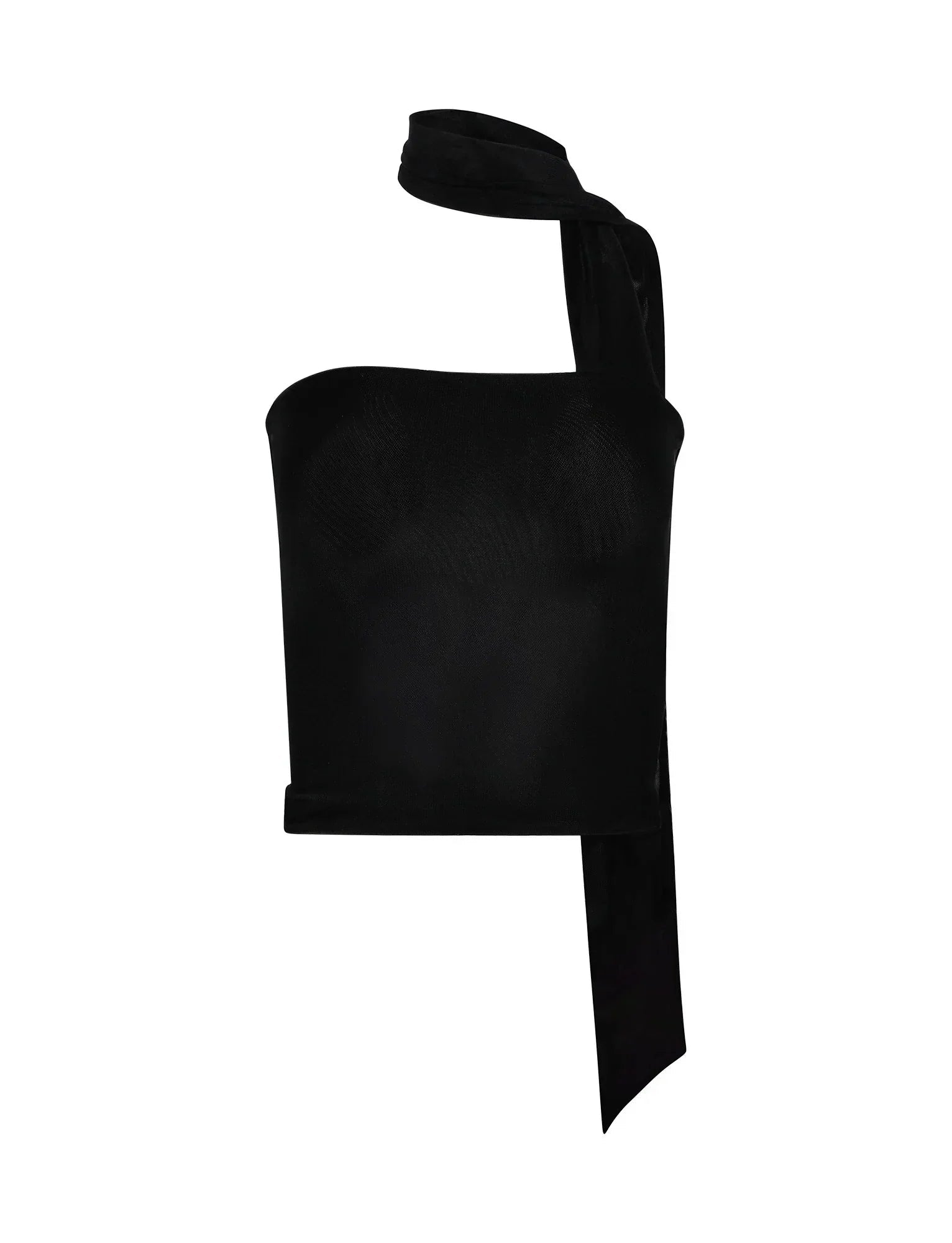 Women Sleeveless Top Asymmetrical Neckband Detail Design - Evergreen Outfits - Women Top