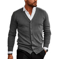 Men Cardigan | V-Neck Button Front with Ribbed Trim