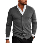 Men Cardigan | V-Neck Button Front with Ribbed Trim