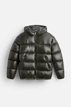 Men Puffer Jacket | Loose Fit with Attached Hood