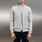 Men Jacket | Quilted Panel Front with Stand Collar Zip