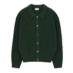Men Cardigan | Ribbed Knit with Collared Button-Front